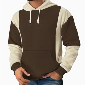 Men's Two-Tone Brown and Cream Hoodie